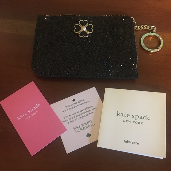 Kate Spade ♠️ Odette Glitter l-zip Card Holder - Picture 8 of 8